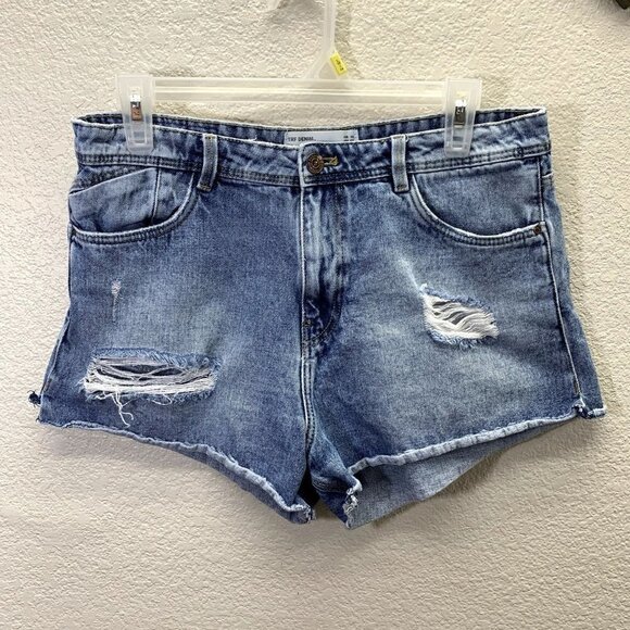 Zara Pants - Zara  High-Rise Light Wash Distresses Denim Shorts 8